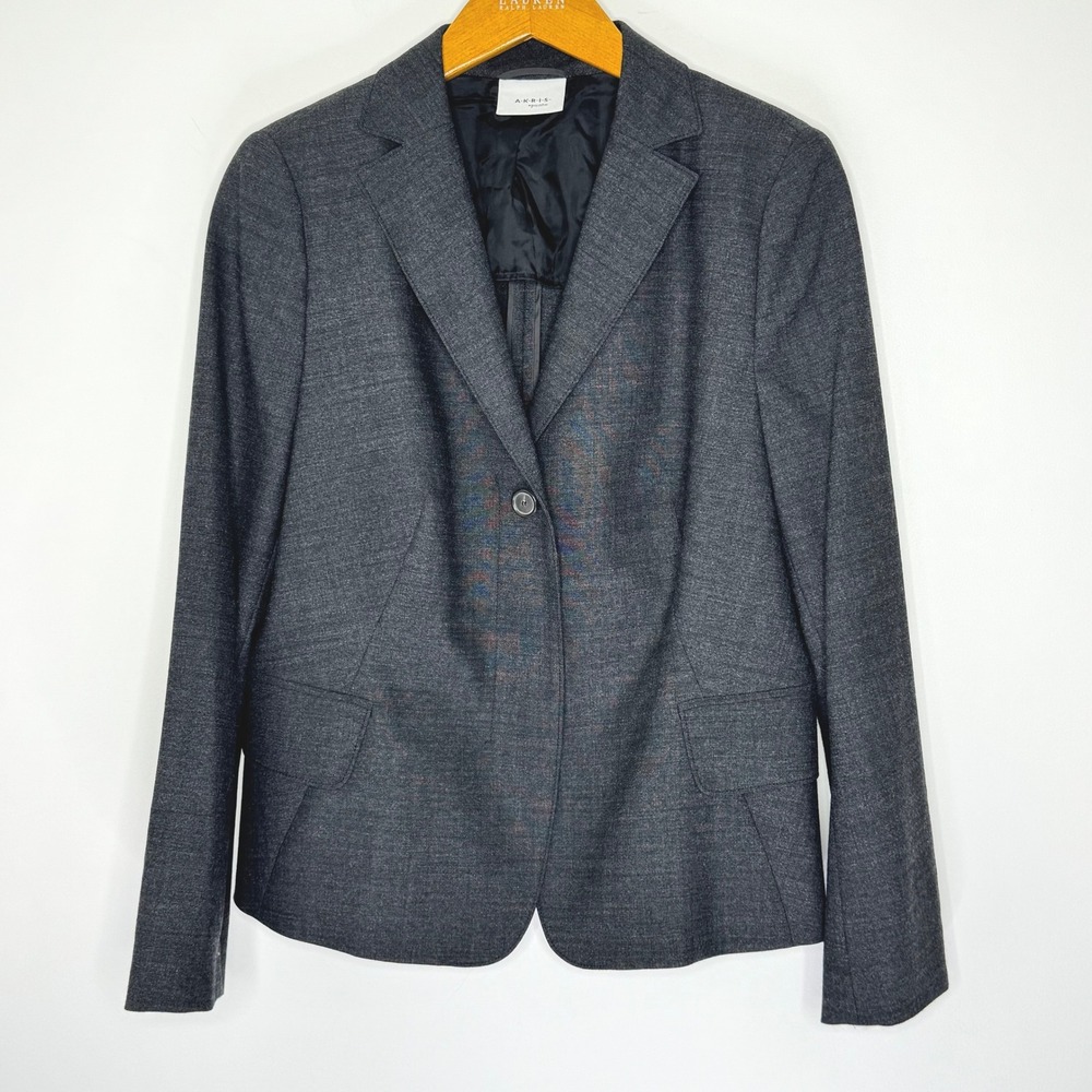 Akris Wool blend blazer double vent charcoal Size 14